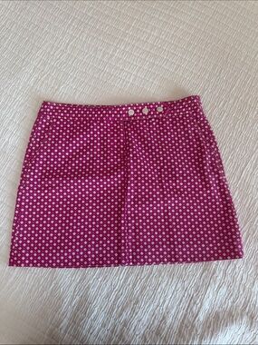 J. Crew Fuchsia Mini Skirt with White Dot Pattern